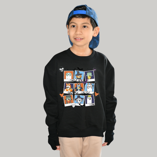 Polera Unisex Negro Halloween Blue cuadros