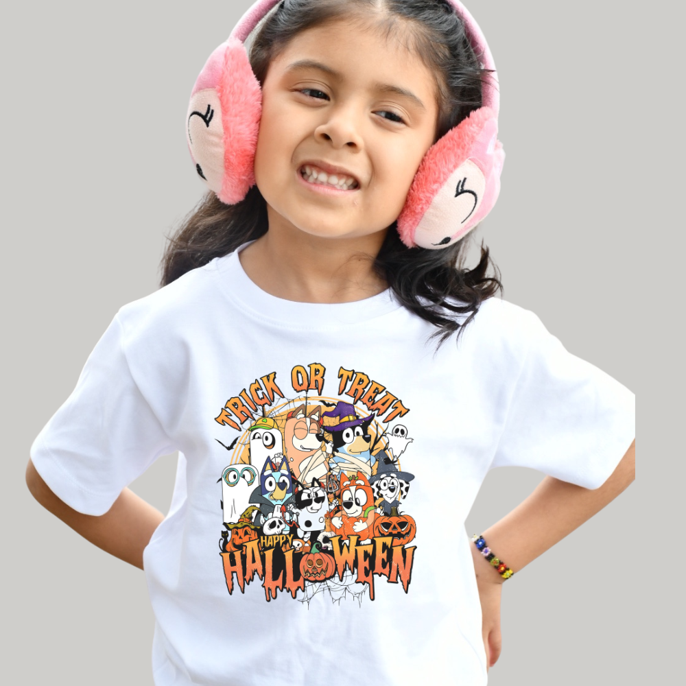 Polo Classic Unisex Blanco Halloween Trick or Treat Blue
