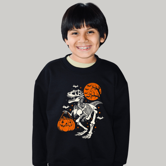 Polera Unisex Negro Halloween Dino
